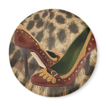 Two Toned Studded Leather Pumps on Fur