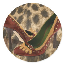 Two Toned Studded Leather Pumps on Fur