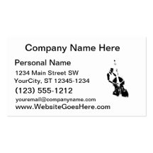 Two Toned Upright Bass Player Outline BW Business Card
