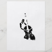 Two Toned Upright Bass Player Outline BW Personalized Flyer