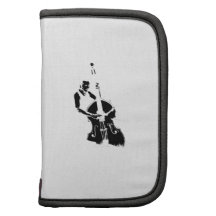 Two Toned Upright Bass Player Outline BW Folio Planners