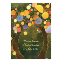 "Two Trees in Love" Olive Green Wedding Invitation