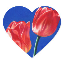 Two Tulips Painting Heart Sticker