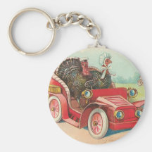 Two Turkey's Take a Drive Key Chain