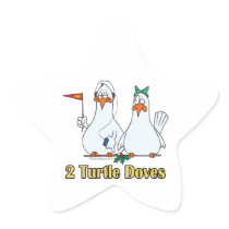 two turtle doves second 2nd day of christmas star sticker