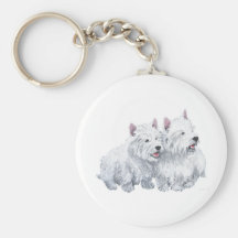 Two Westies Key Chain
