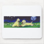 Two wheatens under the moon mouse pad
