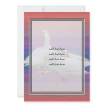 two white geese in fancy background personalised invites