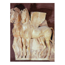 Two winged horses from the pediment of a postcards