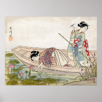 Two Women Gathering Lotus Blossoms, Harunobu