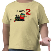 Two year old toy train birthday boy