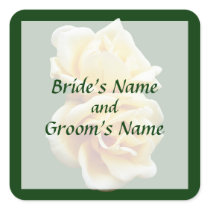 Two Yellow Roses Save the Date Square Stickers