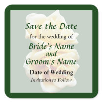 Two Yellow Roses Save the Date Square Sticker