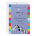 Two zebras - Purple twin birthday party invites invitations