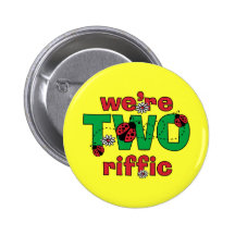 TWOriffic Ladybug Twins 2nd Birthday Pinback Button