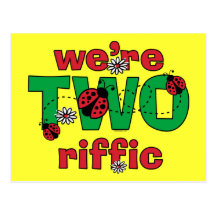 TWOriffic Ladybug Twins 2nd Birthday Postcard