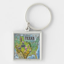 TX USA Map Key Chains