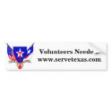 TXSG  Volunteers Needed bumper stickers