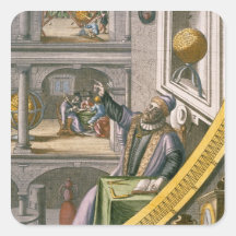 Tycho Brahe (1546-1601) aged 40, amongst his astro Square Stickers