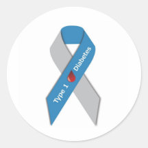 Type 1 Diabetes Awareness Ribbon Round Stickers