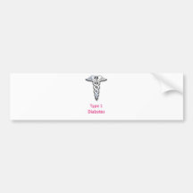 Type 1 Diabetes pink Bumper Stickers