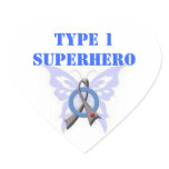 Type 1 Superhero Heart Shaped Stickers