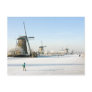 Typically dutch ice skating  at Kinderdijk Holland Postcard