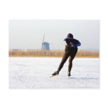 Typically dutch: ice skating on a frozen lake postcards
