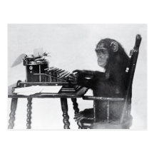 Typing Monkey Postcards