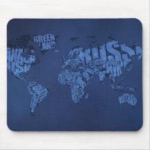 Typographic World Map (Dark) Mouse Pads