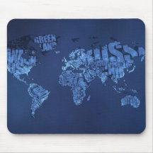 Typographic World Map (Night) Mousemats