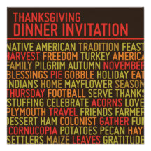 Typography Thanksgiving Dinner Invitation