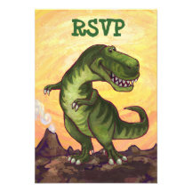 Tyrannosaurus Party Center Invitations