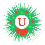U Monogram (Modern Christmas Wreath) stickers
