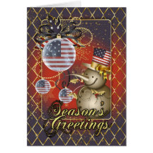 U.S.A. Patriotic Christmas Card - Season's Greeti