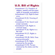 U.S. Bill of Rights ~ First 10 Amendments ~ Business Card Template