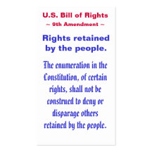 U.S. Bill of Rights, ~ Ninth (9th) Amendment ~ Business Card Templates