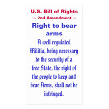 U.S. Bill of Rights ~ Second (2nd) Amendment ~ Business Card