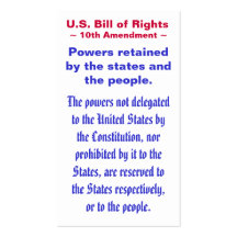 U.S. Bill of Rights, ~ Tenth (10th) Amendment ~ Business Card Templates