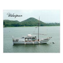 udaipur lake boat post cards