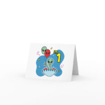 UFO Alien 1st Birthday Card