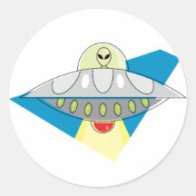 UFO Beam Up Round Sticker