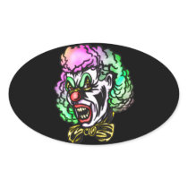 Ugly Evil Clown Oval Sticker