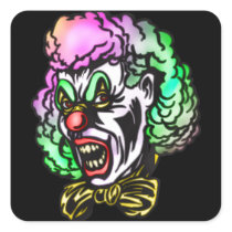 Ugly Evil Clown Square Sticker