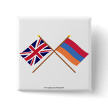 UK and Armenia Crossed Flags Pinback Buttons