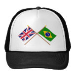 UK and Brazil Crossed Flags Hat