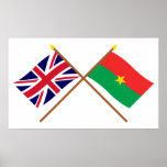 UK and Burkina Faso Crossed Flags posters