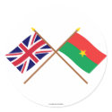 UK and Burkina Faso Crossed Flags stickers