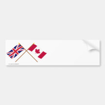 UK and Canada Crossed Flags Bumper Stickers