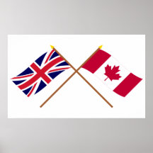 UK and Canada Crossed Flags Posters